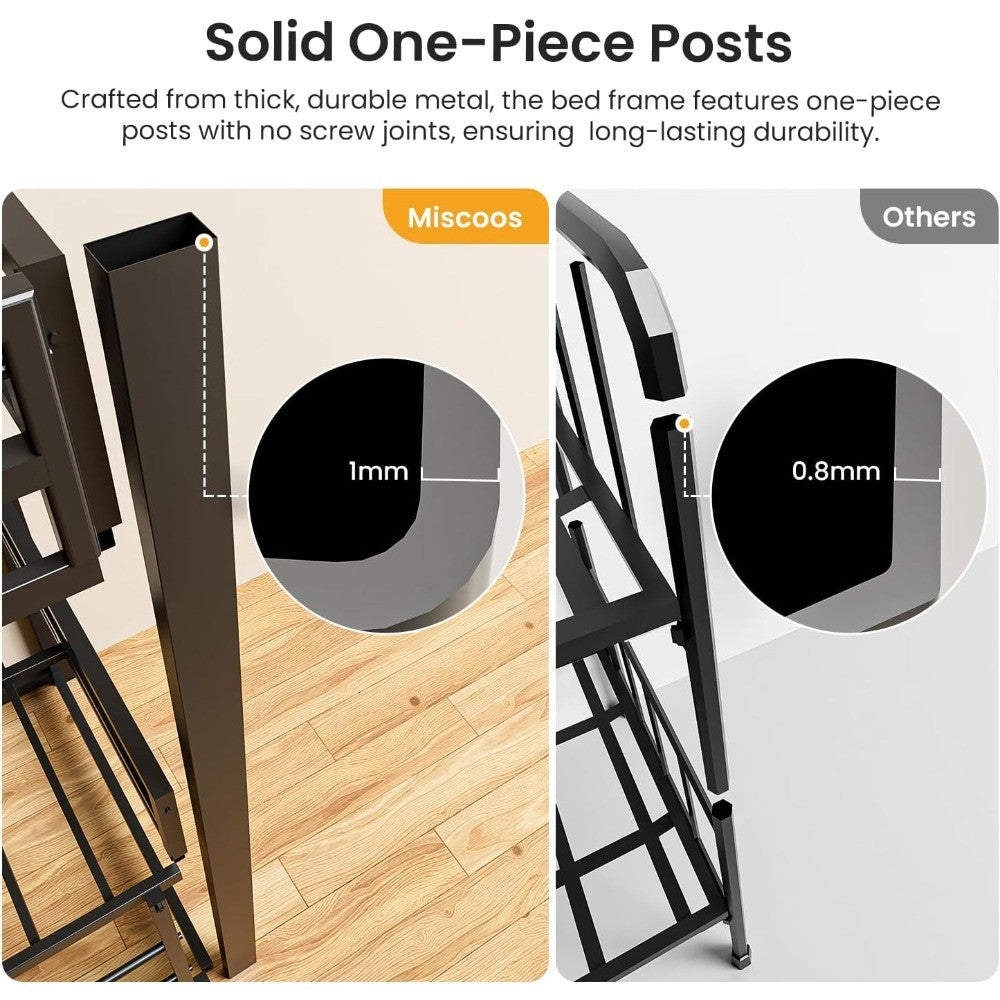 Heavy Duty Triple Bunk Bed Twin-Size Metal Frame with Ladder Family-Friendly for All Ages No Box Spring Needed for Bedroom