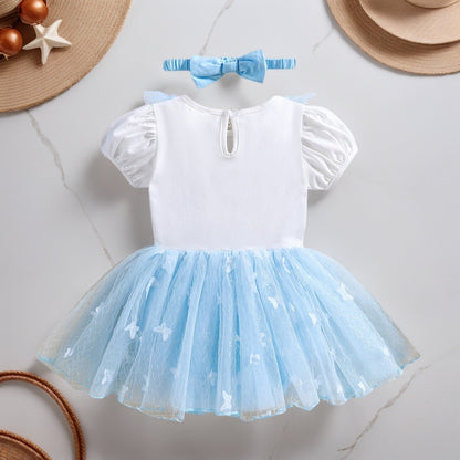 Infant Baby Girl Jumpsuit Dress Little Girl Princess Romper Dress With Headbands Kids Clothes Size 70-80-90-100