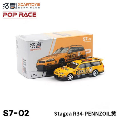 POP RACE 1/64 Porsche RWB Skyline GTR PANDEM DATSUN Mazda RX7 Toyota Coleção de Carros Miniatura de Liga Fundida em Vitrine
