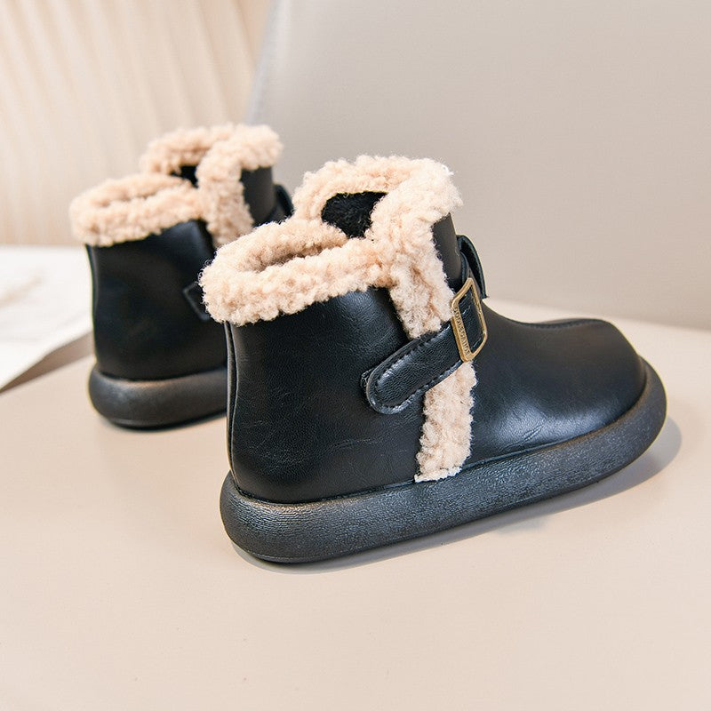 Winter Fur Boots For Children 2025 Trend Fashion Boy's Girl's Plush Snow Boots Anti-slippery Teenager Kid's Padded Boots Cotton