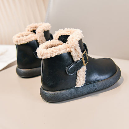 Winter Fur Boots For Children 2025 Trend Fashion Boy's Girl's Plush Snow Boots Anti-slippery Teenager Kid's Padded Boots Cotton