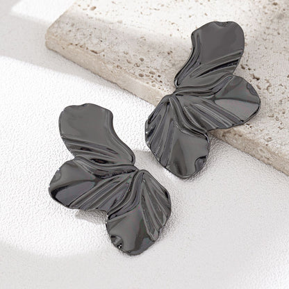 Brincos de pino de meia flor em aço inoxidável para mulheres e meninas Brincos de pino de pétala irregular minimalistas Joias da moda para festas Presentes