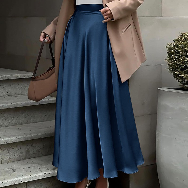 2025 Stylish Autumn High Waist Party Satin Skirts ZANZEA Women Jupe Plus Size Solid A-line OL Work Faldas Saia Maxi Long Skirt