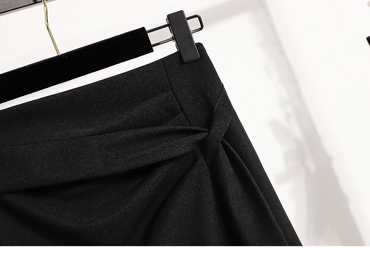 Autumn Winter Mid-Length A-Line Skirt 2025 Plus Size Elegant Asymmetrical Slit Skirts Women's High Waist Oversized Suit Skirts