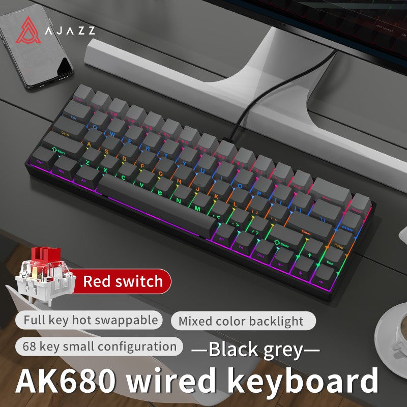 AJAZZ AK680 Teclado Mecânico para Jogos Tecla ABS 68 Teclas Teclado Bluetooth Sem Fio com Fio Troca a Quente Gasket Personalizado para Pc Laptop