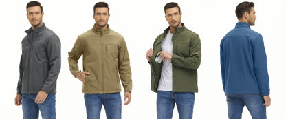 TACVASEN Waterproof Fleece Lining Windbreaker Mens Winter Work Jackets Zipper Pocket Casual Coats Full Zip Outwear Tops