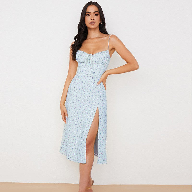 Women Elegant Floral Beach Vacation Bodycon Streetwear Long Dress 2025 Summer Cl