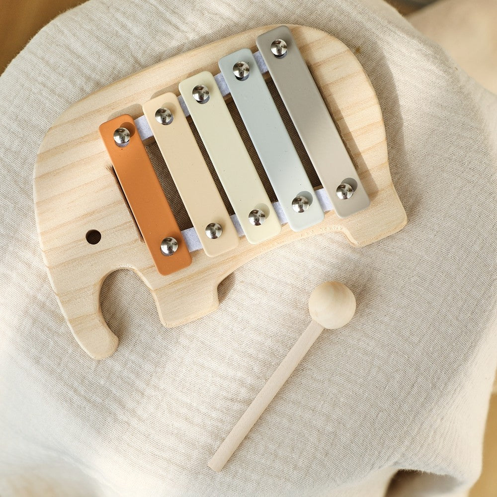 1pc Baby Wooden Rattle Wooden Elephant Xylophone Baby 0 3 Years Toys Make Sound Toys Music Rattle Wooden Kids Instruments Toys