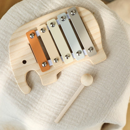 1pc Baby Wooden Rattle Wooden Elephant Xylophone Baby 0 3 Years Toys Make Sound Toys Music Rattle Wooden Kids Instruments Toys