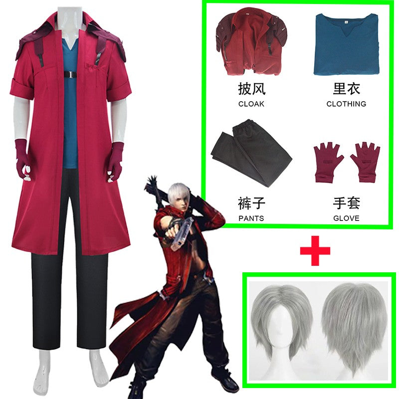 Devil May Cry 5 Dante Cosplay Costume Game DMC 5 Dante Wig Windbreaker Gloves Top Pants Disguise Suits Party Fantasia Outfits