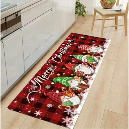 Christmas Kitchen Mat Holiday Elf and Truck Winter Snowflake Mat Holiday Party Decor Carpet Living Room Bedroom Room Kitchen