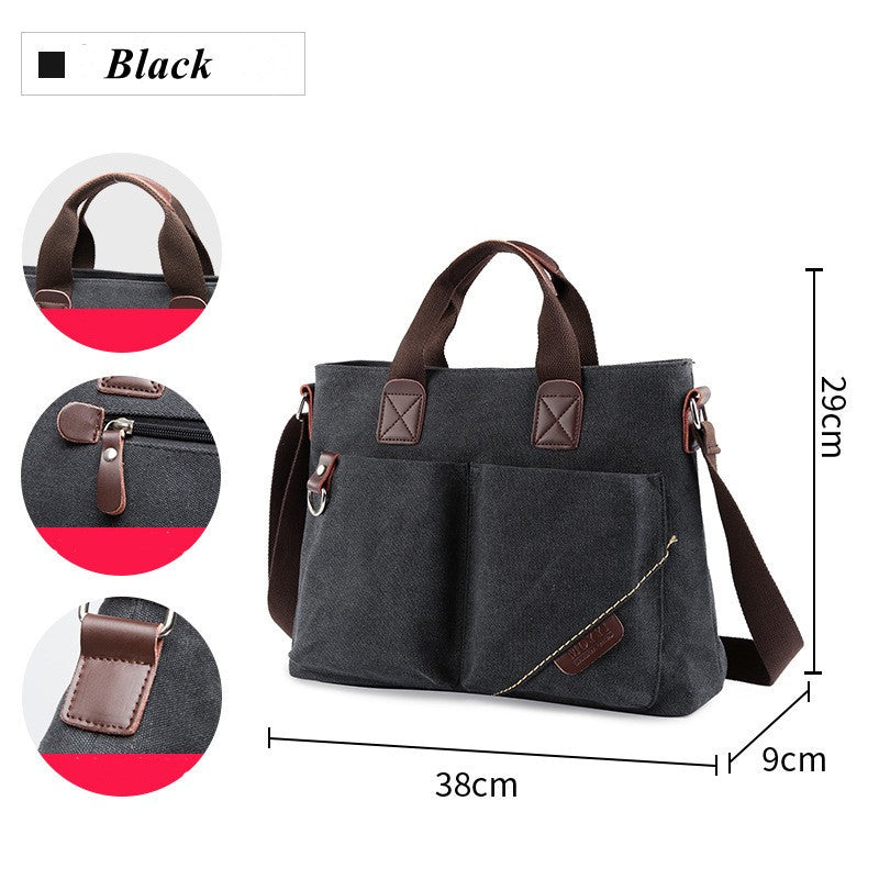 Men's Business Canvas Handbag Outdoor Crossbody Bag Men's Bag Shoulder Bag Student Casual Messenger Bag For Men Male Handbag