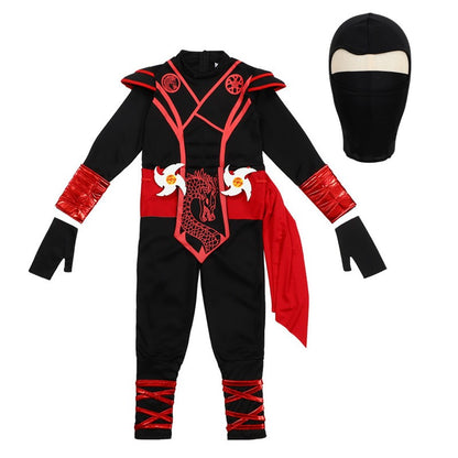 Children's Silver Dragon Ninja Costume Cartoon Masked Warrior Performance Outfit Halloween Anime Roleplay Holiday Party Costume