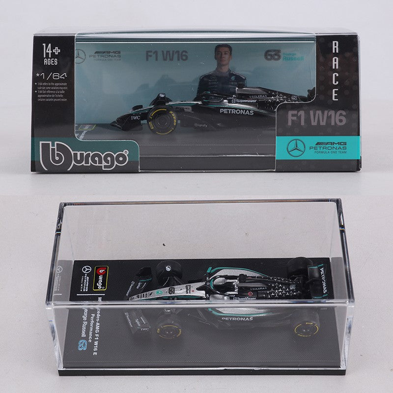 Burago 1:64 Mercedes-AMG F1 W16 Racing Car Alloy Model Car George Russell #63