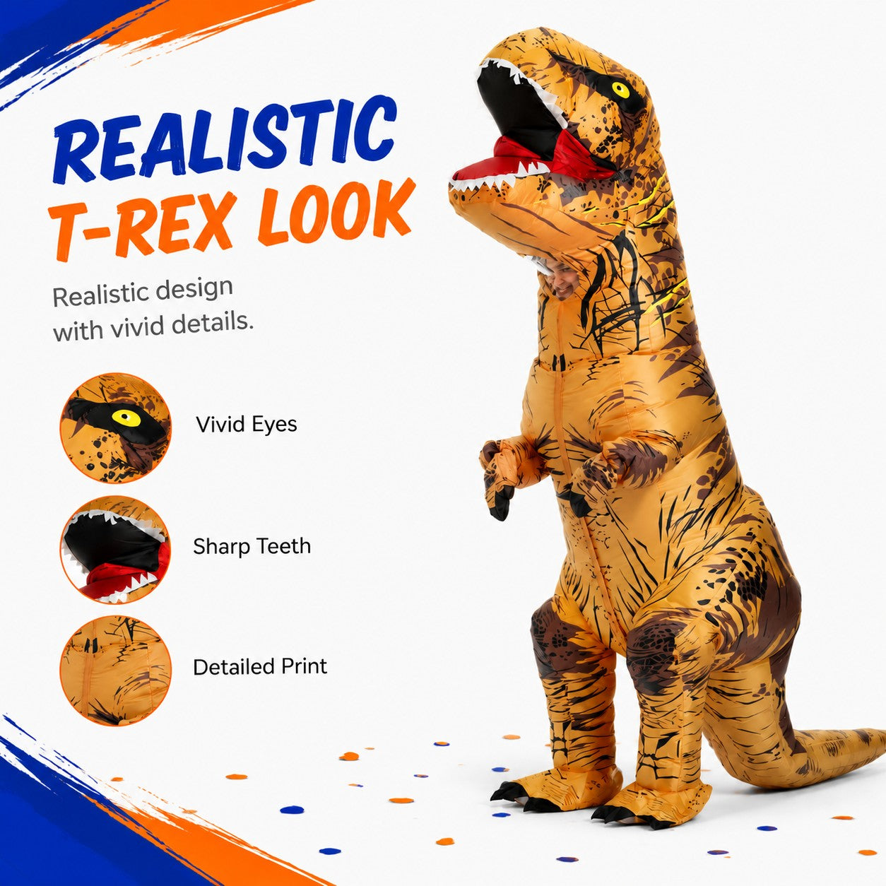 Inflatable T-Rex Dino Dinosaur Costume for Adults, Blow Up Dinosaur Role Play Outfit, Funny Halloween Cosplay Costume for Adult