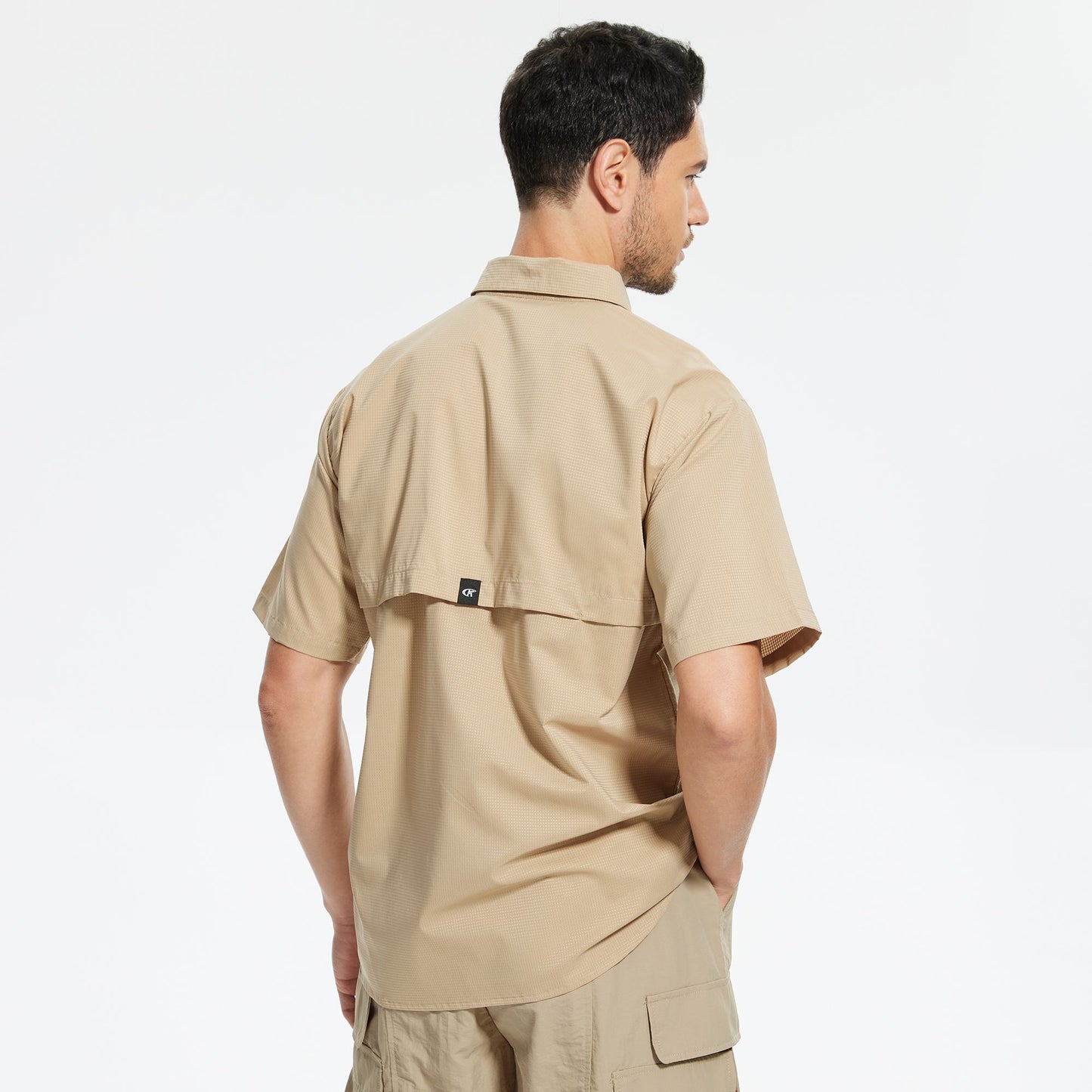 Men's UPF 50+ Short Sleeve Sun Protection Fishing Shirts, Rashguard Casual Button Down Fishing Hiking Shirt with Breathable Mesh