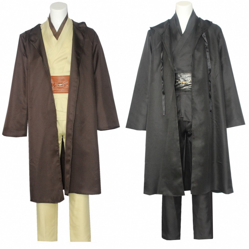 Wars Anakin Jedi Knight Cosplay Costume Hood Cape Anime Classic Movie For Men Women Halloween Fancy Brown