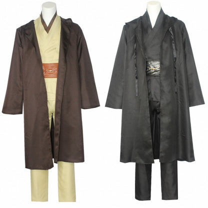 Wars Anakin Jedi Knight Cosplay Costume Hood Cape Anime Classic Movie For Men Women Halloween Fancy Brown