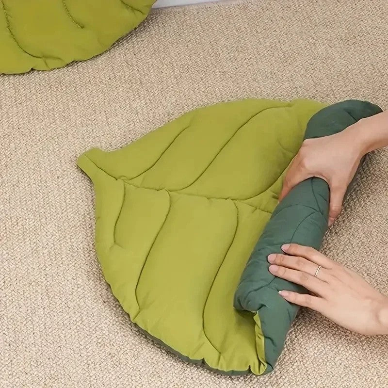 Tapete para Cama de Gato Formato de Folha Cobertor Macio para Cães Almofada para Dormir Lavável Antiderrapante Decoração de Ambiente Tapete de Chão para Cães Gatos Suprimentos para Animais de Estimação