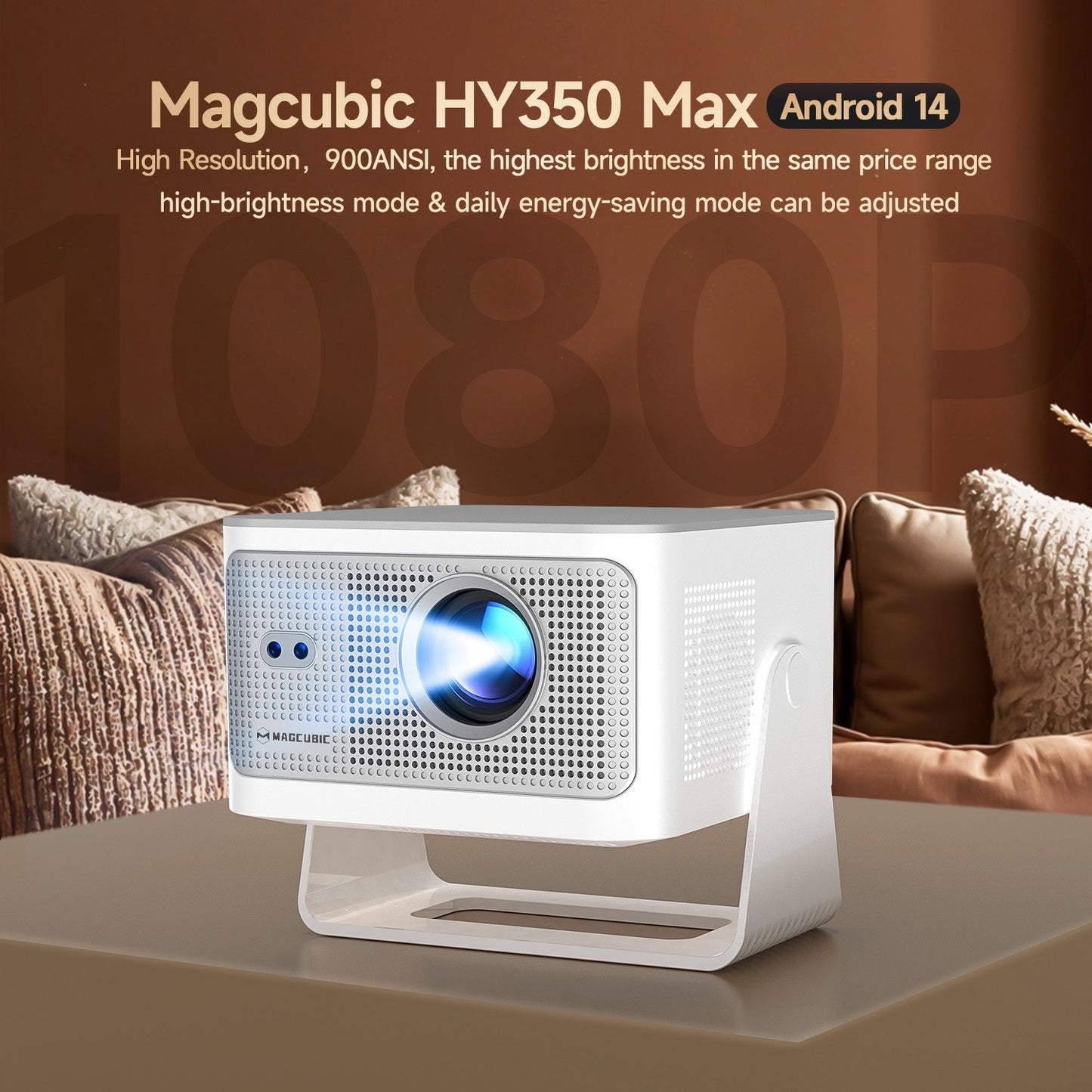 Magcubic 900ANSI Projetor Android 14 Foco Automático Suporte 8K Nativo 1080P Com Wifi6 BT5.4 16G Allwinner H726 Portátil HY350Max