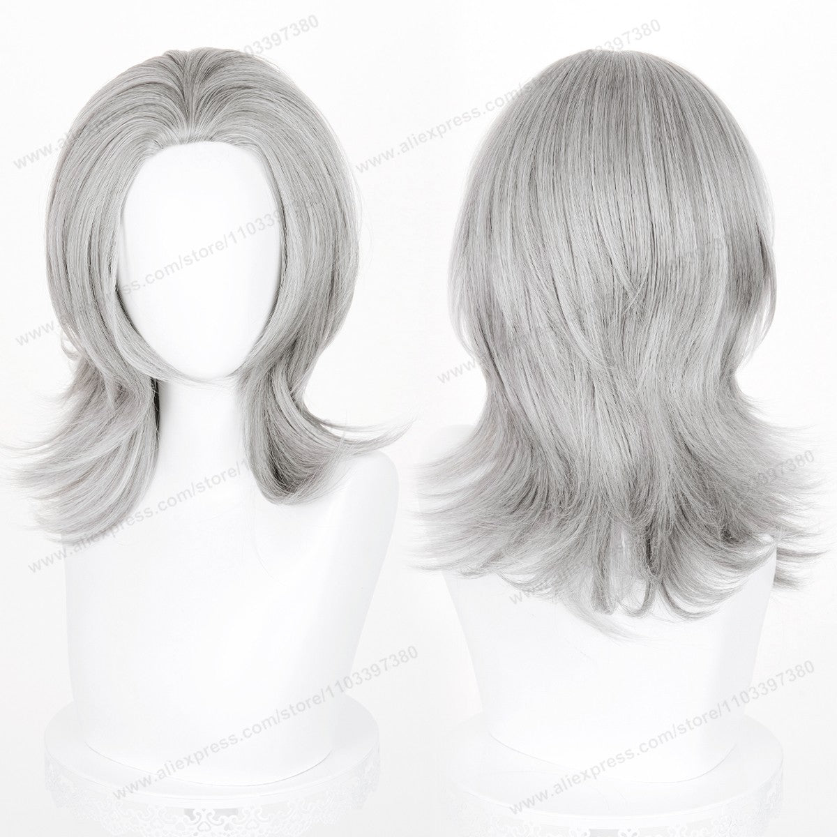 Anime 45cm Universal Cosplay Wig with Enlarged Scalp Free Parting Black White Yellow Man Women Heat Resistant Synthetic Hair
