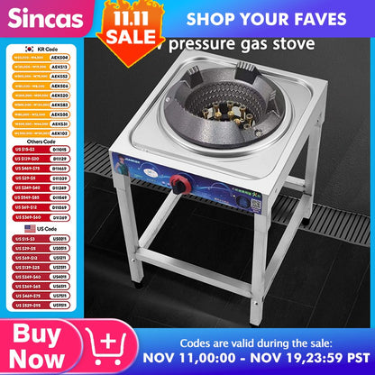 Fogão a Gás Liquefeito Comercial Fierce Fire Stove, Fogão de Bancada de Queimador Único para Restaurante com Economia de Energia e Proteção Contra Interrupção da Chama