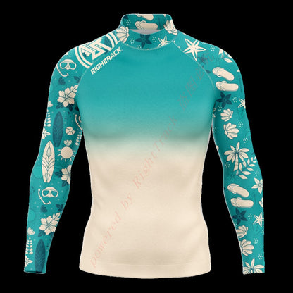 New Summer Men's Rashguard Long Sleeve Surfing Shirts Sunscreen Lycra Fabric Surf Sweatshirt UV Protection RightTrack Swimwear