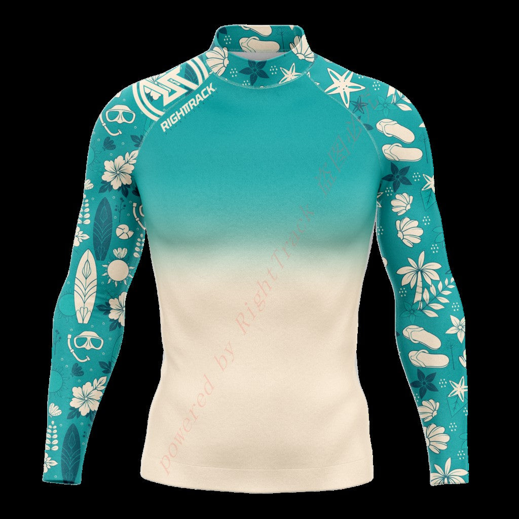 New Summer Men's Rashguard Long Sleeve Surfing Shirts Sunscreen Lycra Fabric Surf Sweatshirt UV Protection RightTrack Swimwear