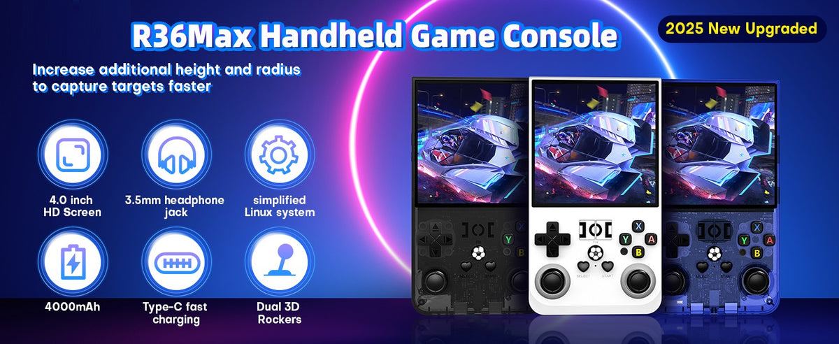 AISLPC R36MAX Retro Handheld Video Game Console 4.0 Inch IPS Screen Portable Pocket Video Player Plug and Play Games Kids Gifts