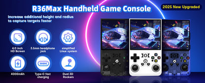 AISLPC R36MAX Retro Handheld Video Game Console 4.0 Inch IPS Screen Portable Pocket Video Player Plug and Play Games Kids Gifts