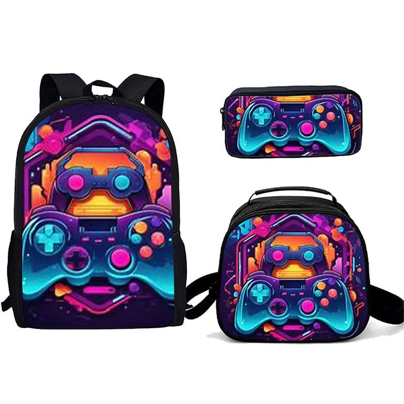 Desenho animado Popular console de jogos pad Impressão 3D 3pçs/Conjunto Mochilas Escolares de Estudante para Laptop Mochila Daypack Bolsa Transversal de Almoço Estojo de Lápis