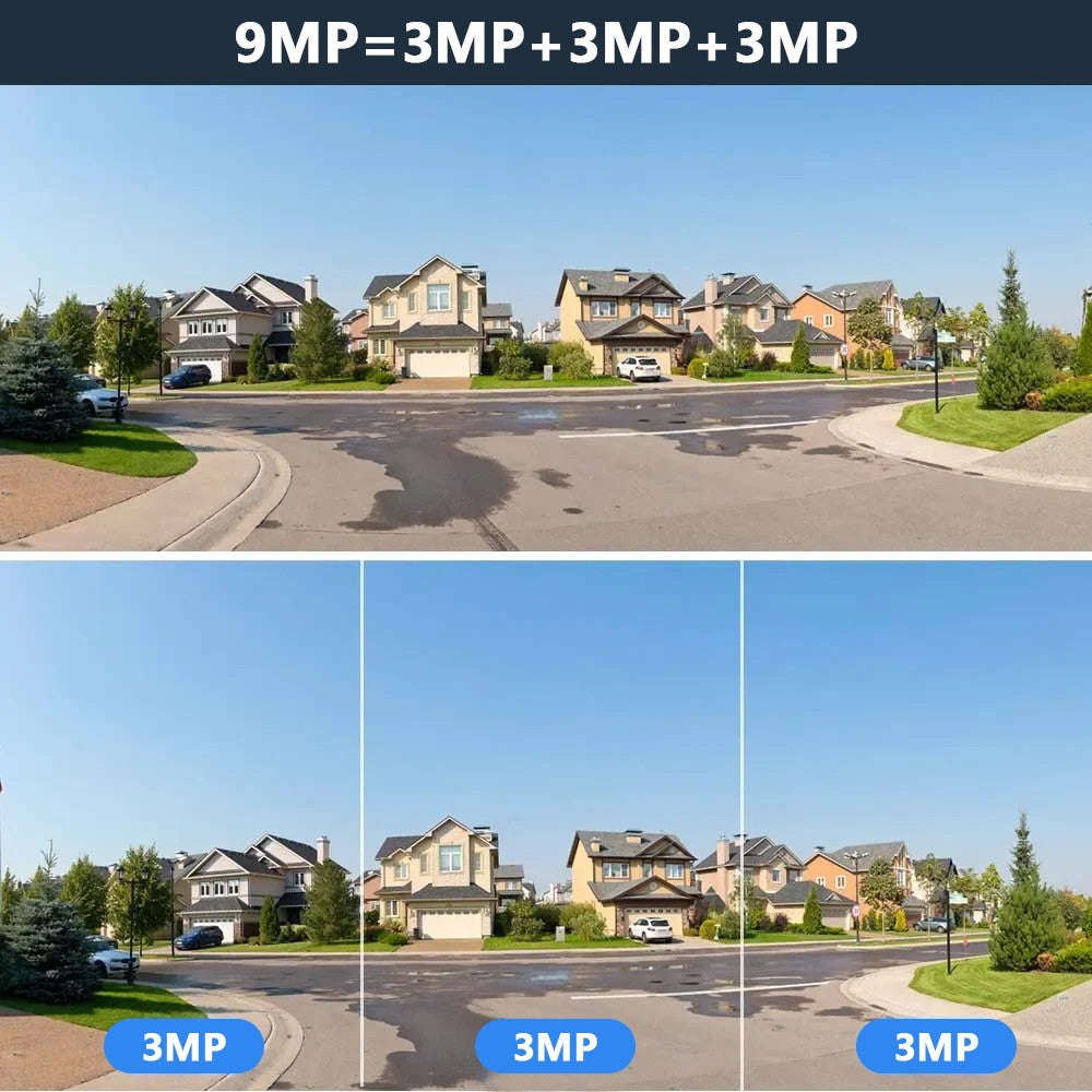 9MP 8K WiFi Camera Outdoor 10X Zoom Three Lens Dual Screen PTZ Waterproof Surveillance Security Video Street Camera