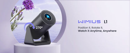 Wimius L1 Mini Projector 1080P Support 300 ANSI Android 11 Wifi Bluetooth Projector Auto Keystone Home Projector Portable