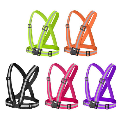 High Visibility Reflective Vest Reflective Straps Night Running Cycling Clothing Vest Adjustable Safety Vest Riding Equipment