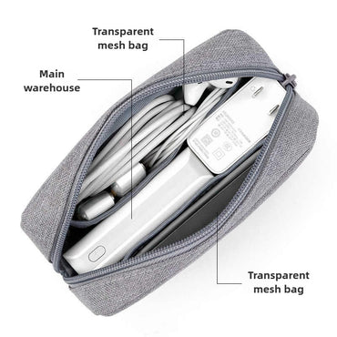 Travel Essentials Pouch Organizer for USB Cables Earphones Gadgets Storage Bag Digital Accessories Makeup Cover Devices