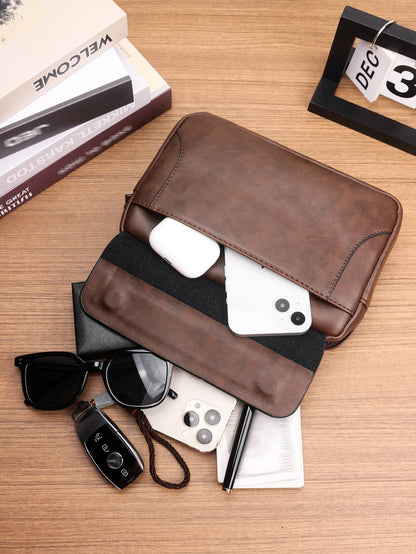 Minimalist Retro Handbag Fashion Business Casual Portable Large Capacity Multifunctional Wristlet Clutch Bag Cell Phone Bag