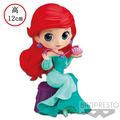 Bandai Disney A Pequena Sereia Anime Qposket Personagens Ariel Linha Glitter Boneco de Ação Modelo Colecionável Brinquedos Presente de Aniversário