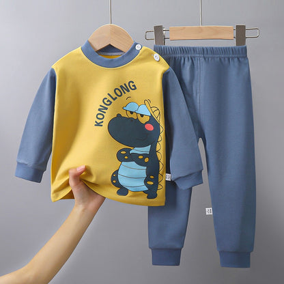 Cotton Children Pajamas Sets Unisex Soft Comfort Warm Cute Cartoon Printed Suitable Boys Girls Perfect for Autumn Winter Warmth