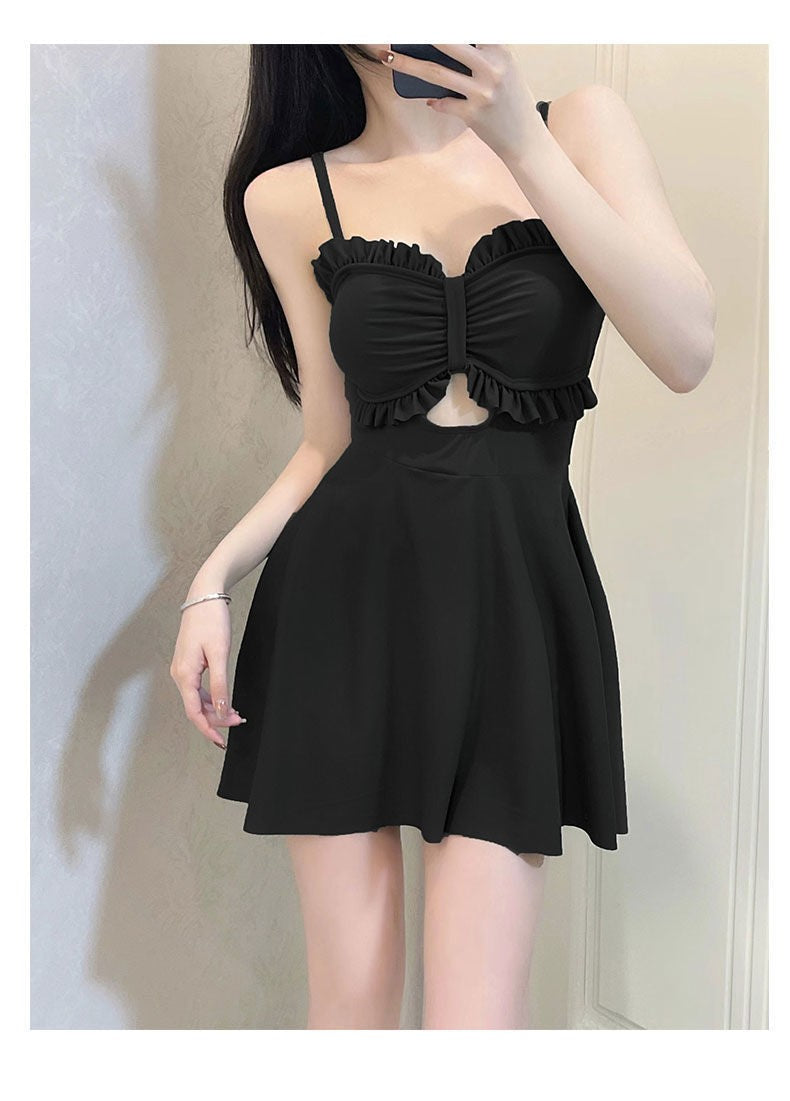 Women Ruffle One-piece Swimsuit Monokini Swimsuit Set Stylish Women's Beach Swimwear Set with Ruffle Trim Monokini for Holiday