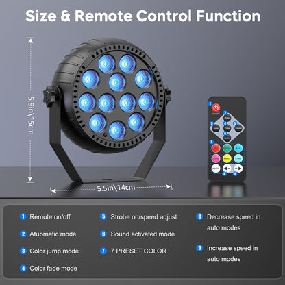 Somspot LED RGB Par Lights Remote & DMX Control Stage Light Effect Projector for Church Wedding Party Club Music Live