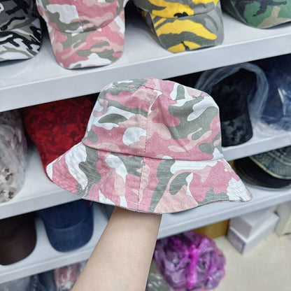 New Washed Cotton Camouflage Bucket Hat For Men And Women  Outdoor Travel Casual Sun Cap Panama Fisherman Hats Bob