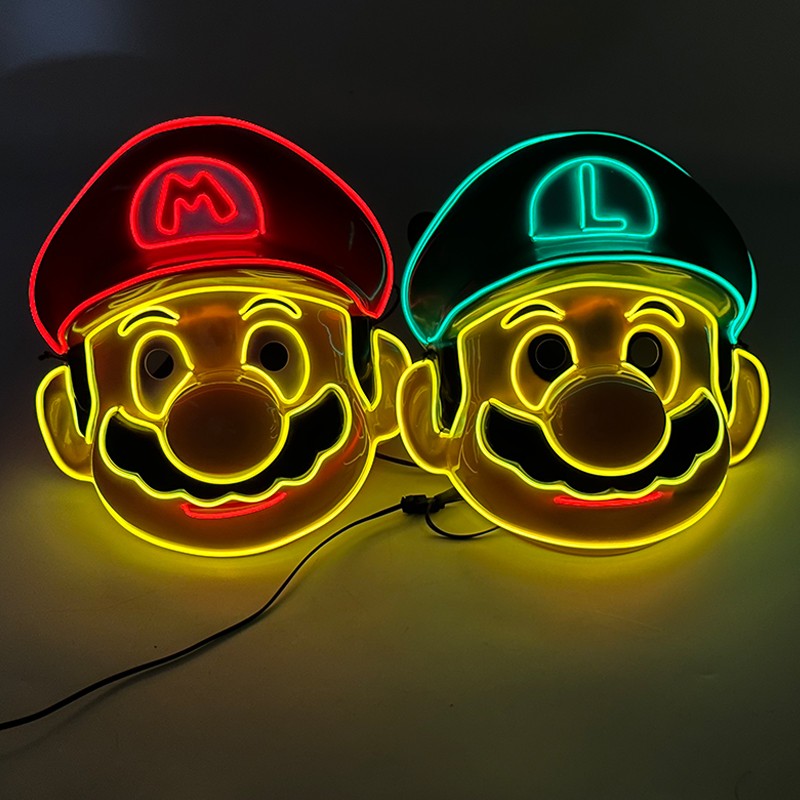 Funny Glowing Masquerade Disguise Mask Props Adult Kids Game Theme Cosplay Luminous Mask Carnival Neon Light Up Supplies
