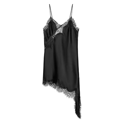 UNIZERA Women's Lace Asymmetrical Dress Sexy Suspender Summer 2025 New Temperament Fashionable