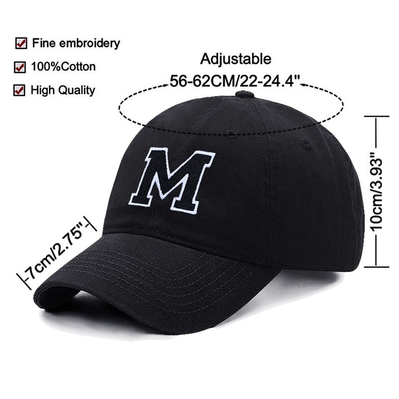 Initial Letter A-Z Embroider Baseball Cap For Men Womne High Quality Soft Cotton Fashion Team Sport Visors Snapback Caps