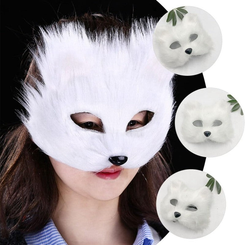 Fox Shape Face Eye Mask Christmas Carnival Party Cosplay Cat Animal Hair Mask Halloween Costume Props Makeup Plastic Face Mask