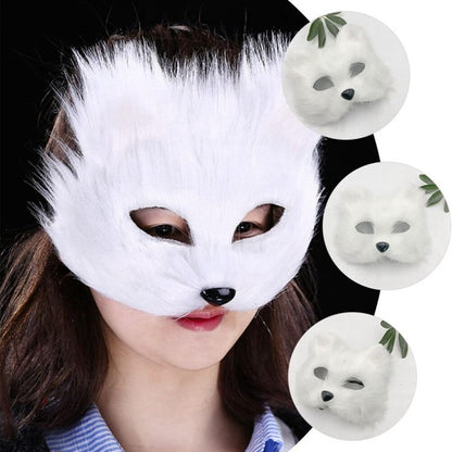 Fox Shape Face Eye Mask Christmas Carnival Party Cosplay Cat Animal Hair Mask Halloween Costume Props Makeup Plastic Face Mask