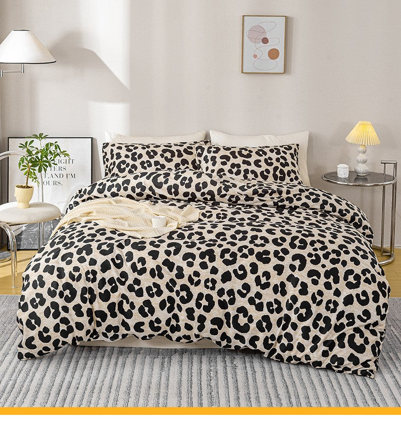 3pcs Leopard Print Duvet Cover Set, Soft Skin-Friendly Bedding Set Includes 1 Duvet Cover And 2 Pillowcases