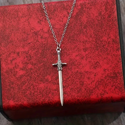 [Um pingente de espada retrô] Colar com Pingente de Espada Retrô, Colar com Pingente de Liga de Zinco com Cruz Estilo Punk para Mulheres e Homens