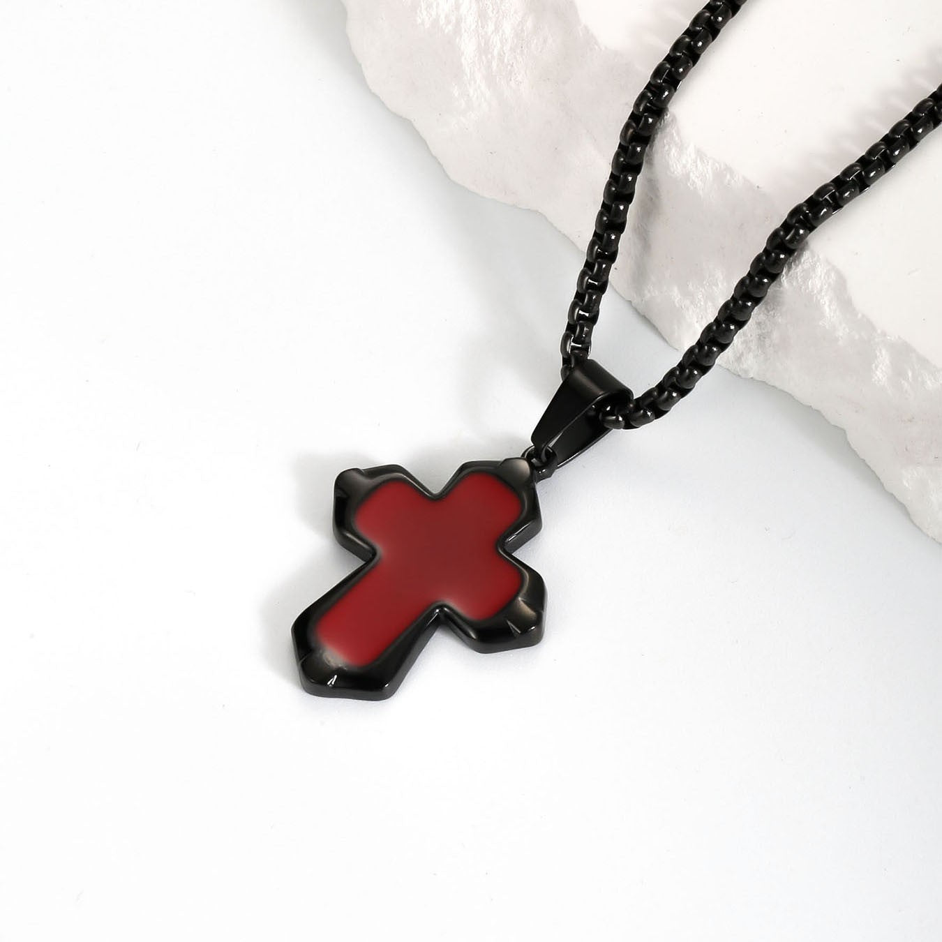 Colar Masculino Minimalista Aço Inoxidável Cruz de Jesus para Homem