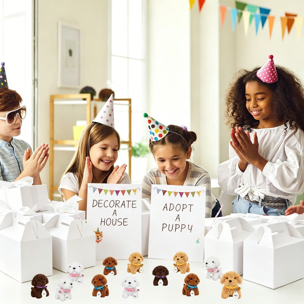 8-24Set Adopt a Puppy Party Favors Teddy Dog Bulk Adjustable Dog Collars with ID Card for Kids Toys Graduation Birthday Gifts